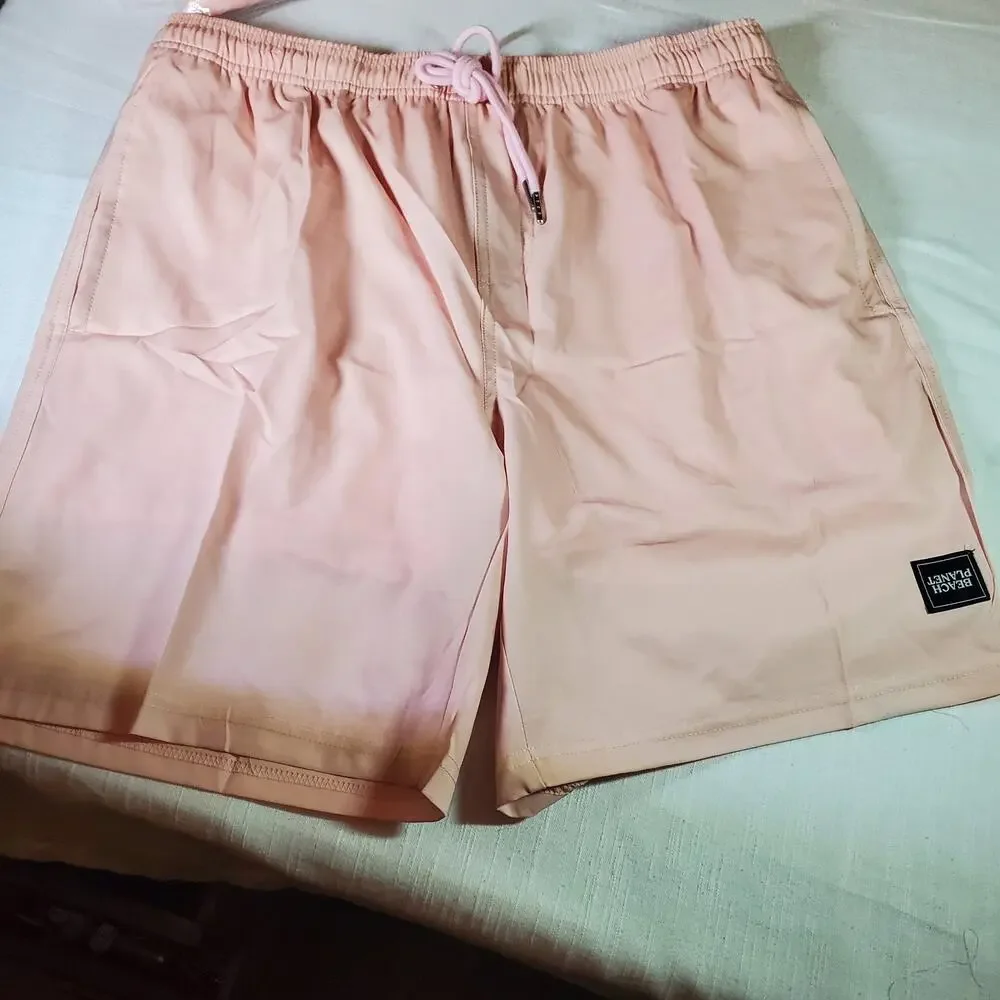Planet Beach Mens Size XL Swim Trunks Pink Board Shorts 7